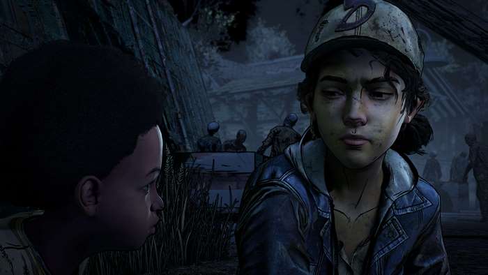 Clementine from The Walking Dead with a child