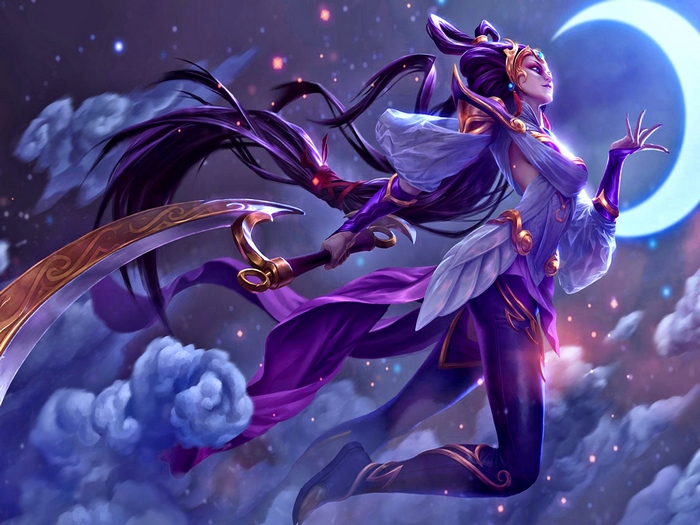 Diana from League of Legends with a crescent moon
