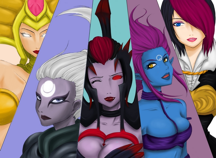 Five female characters from League of Legends