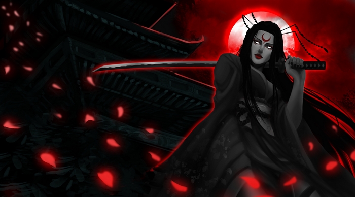 Diana from League of Legends with a Katana