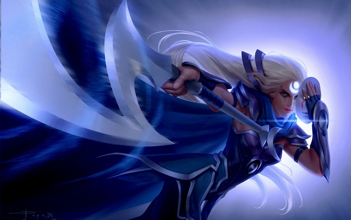 Diana from League of Legends with a scythe