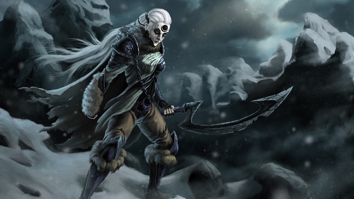 Diana from League of Legends in a snowy landscape