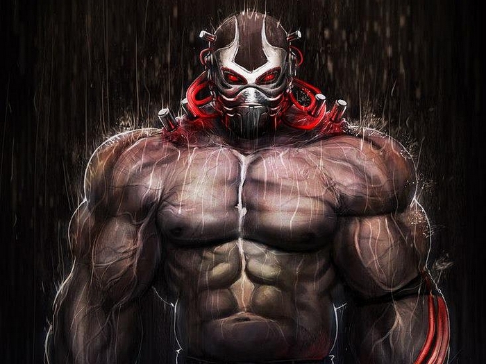 Bane from Batman in the rain