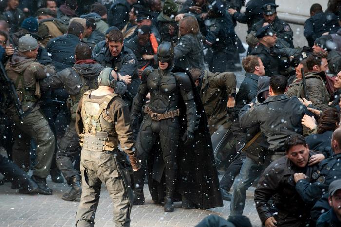 Batman from The Dark Knight Rises in a crowd