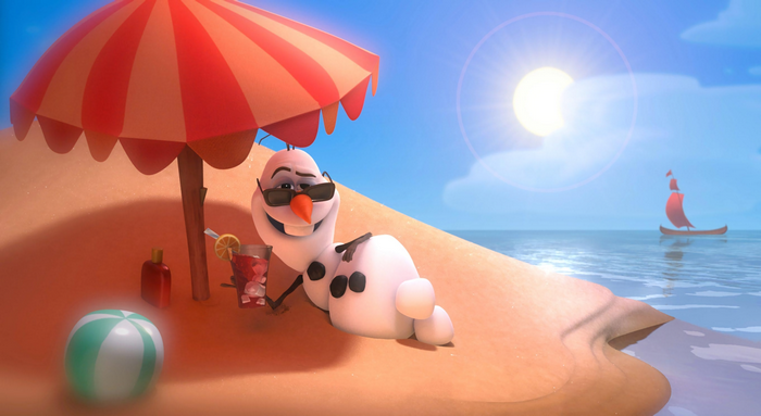 Olaf from Frozen on a beach