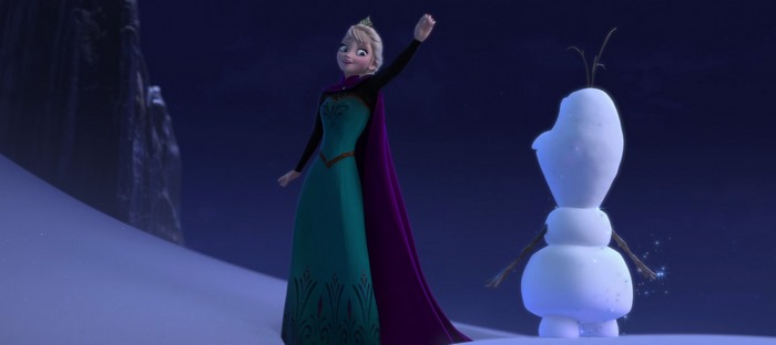 Elsa and Olaf from Frozen in the snow