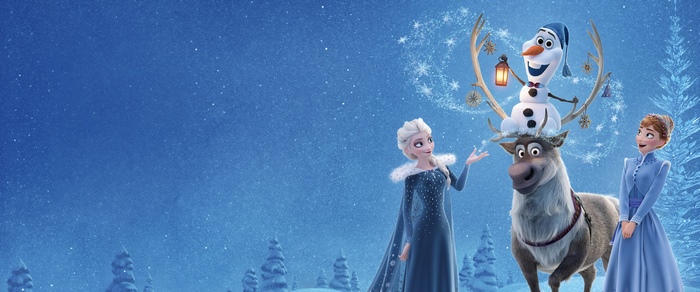 Olaf from Frozen with Elsa and Anna