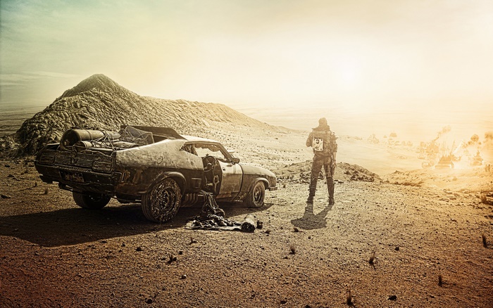 Max Rockatansky in a desert landscape