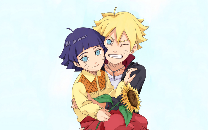 Boruto and Himawari Uzumaki with Sunflower