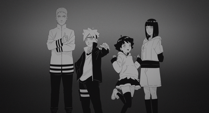 Naruto, Boruto, Himawari, and Hinata Uzumaki