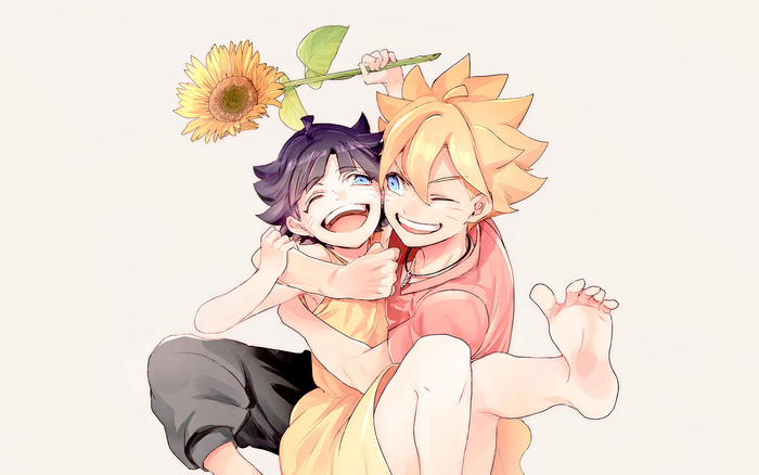 Boruto and Himawari Uzumaki with Sunflower