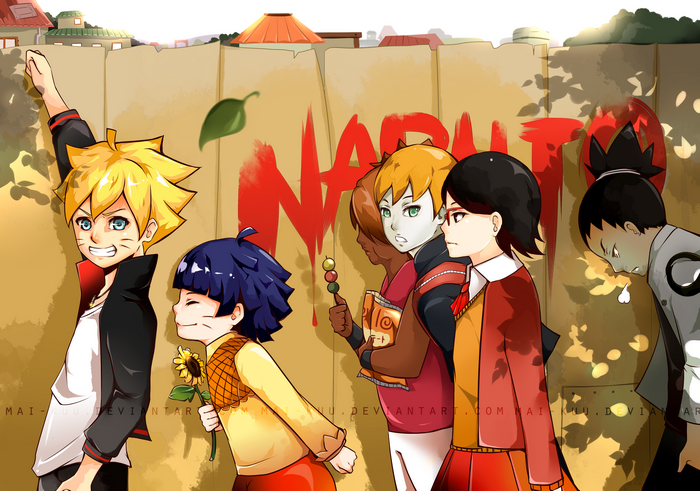 Boruto, Himawari, Sarada, Mitsuki, and Shikadai from Naruto