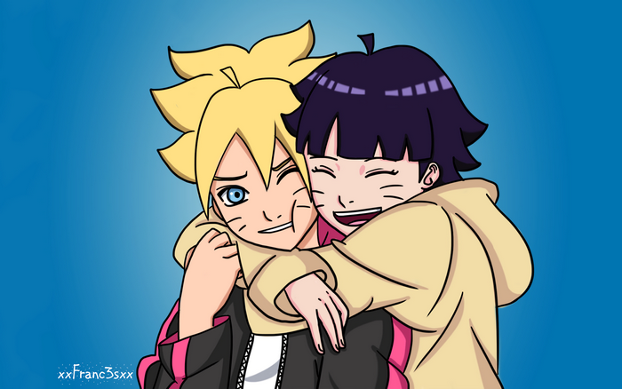 Boruto and Himawari Uzumaki hugging