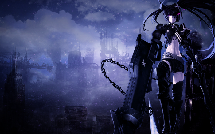 Black Rock Shooter in a ruined city