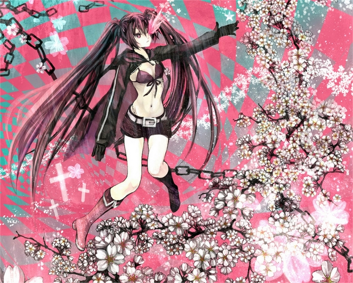 Insane Black Rock Shooter with Cherry Blossoms