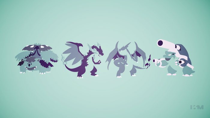 Pokemon evolutions: Venusaur, Charizard, and Blastoise