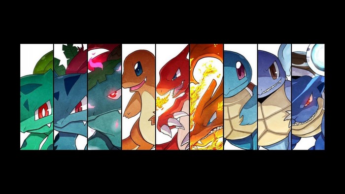 Pokemon Evolutions: Bulbasaur, Charmander, Squirtle lines