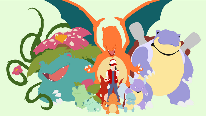 Red and his Pokémon team