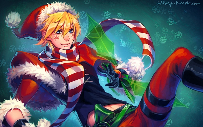 Ezreal from League of Legends in Christmas outfit