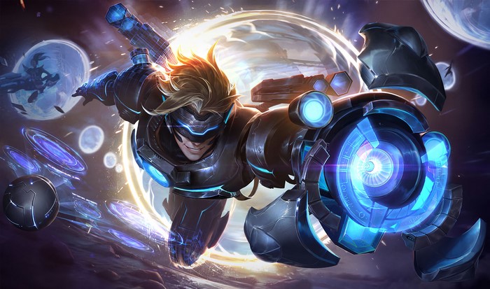 Ezreal from League of Legends in space