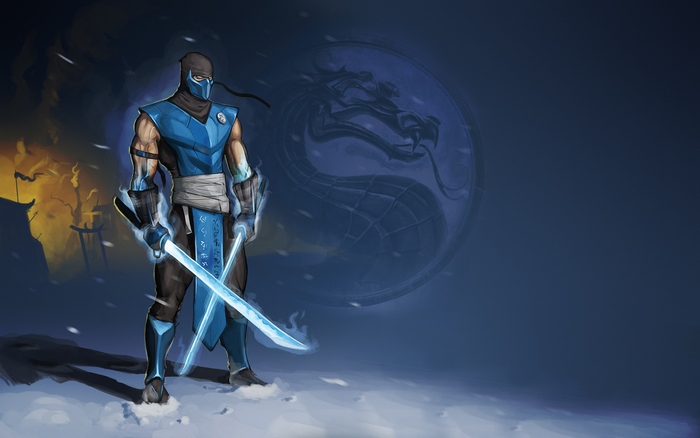 Sub-Zero from Mortal Kombat with ice swords