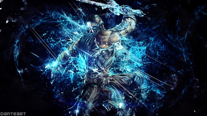Sub-Zero from Mortal Kombat with blue energy