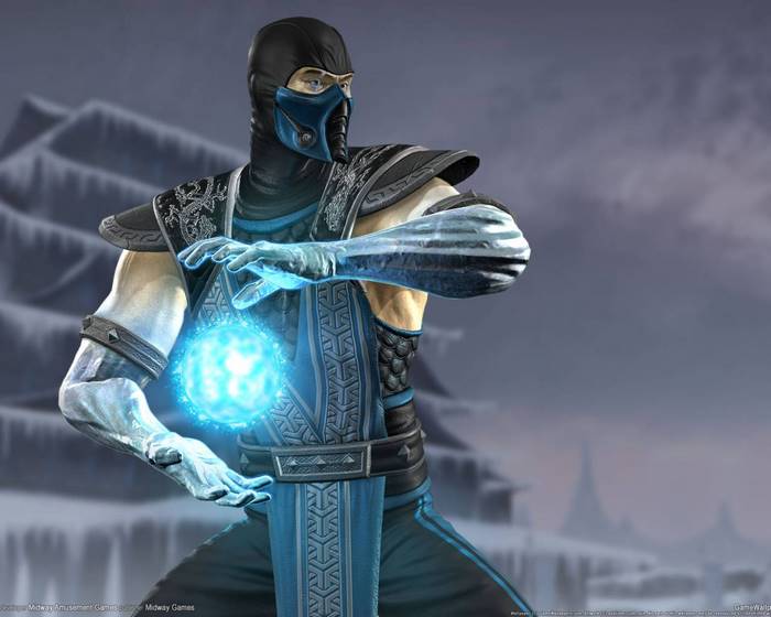 Sub-Zero from Mortal Kombat holding an ice ball
