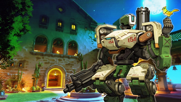 Bastion from Overwatch in a courtyard