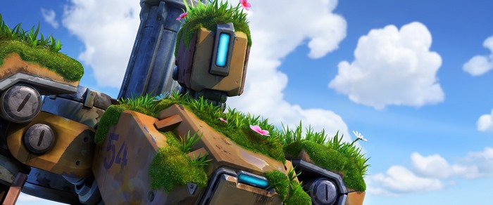 Bastion from Overwatch overgrown with plants