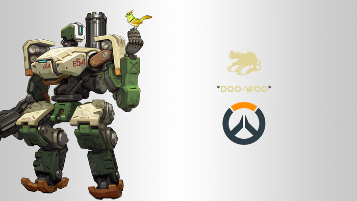 Bastion from Overwatch with a bird