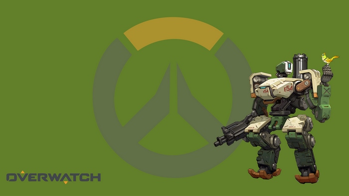 Bastion from Overwatch with a bird