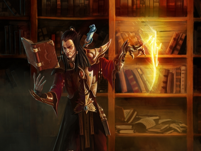 Wizard from Diablo III casting a spell