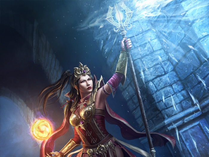 Wizard from Diablo III holding a staff and orb
