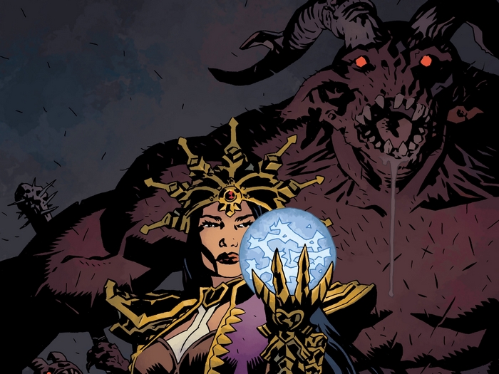Witch Doctor from Diablo III holding a crystal ball