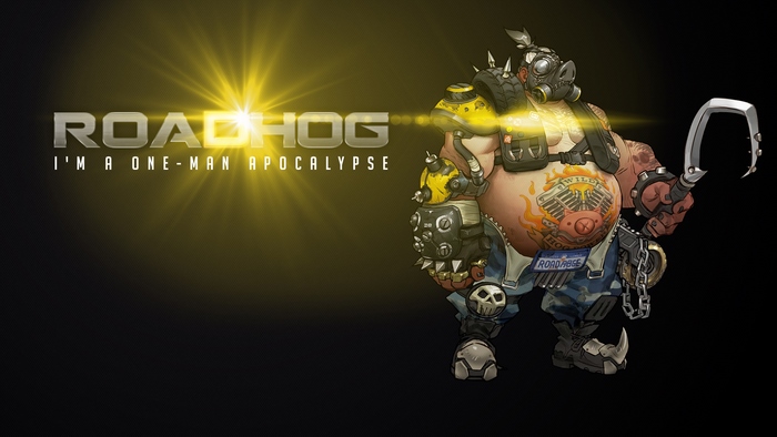 Roadhog from Overwatch with "I'm a One-Man Apocalypse" text