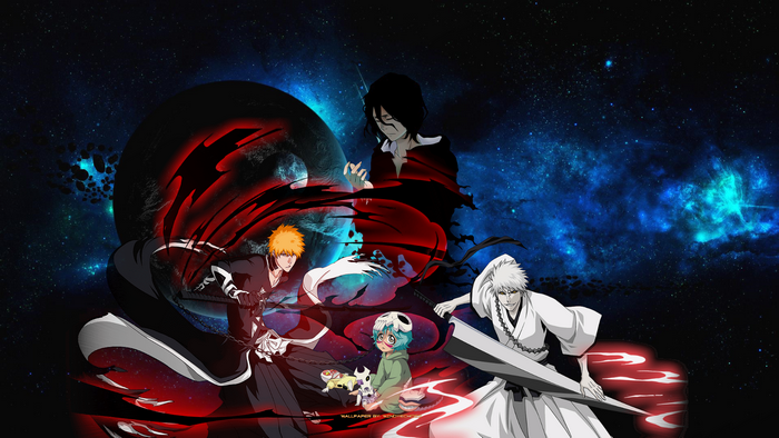 Characters from Bleach in a cosmic background