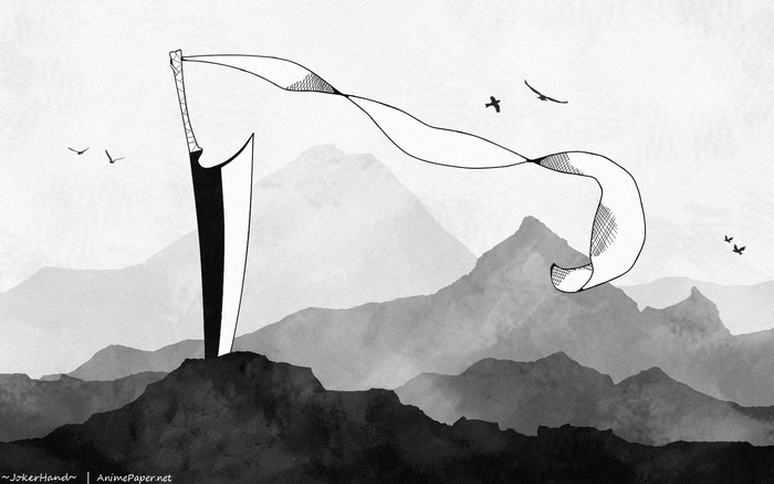 Zangetsu from Bleach on a mountain