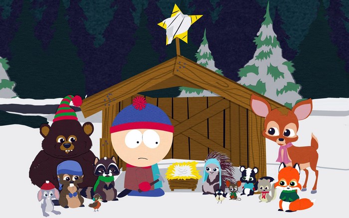 South Park Nativity Scene with Stan Marsh and Animals