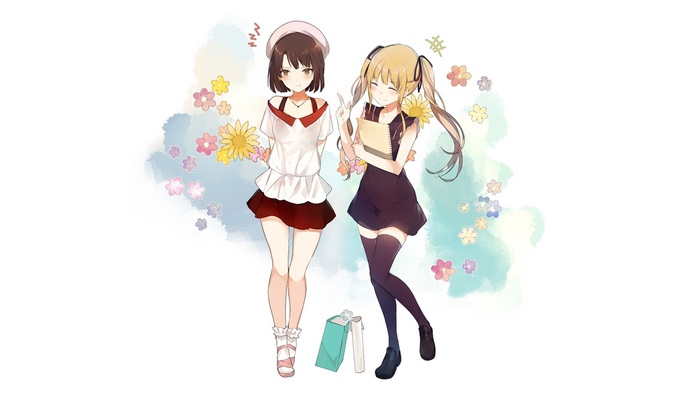 Eriri Spencer Sawamura and another girl with flowers