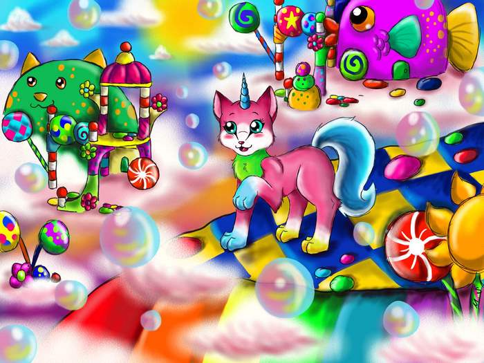 Unikitty and friends in a candy land