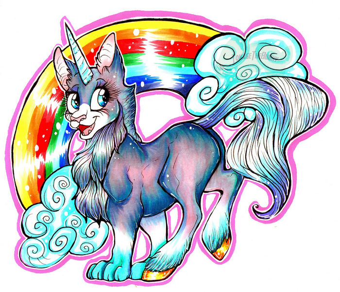Unikitty with Rainbow and Clouds
