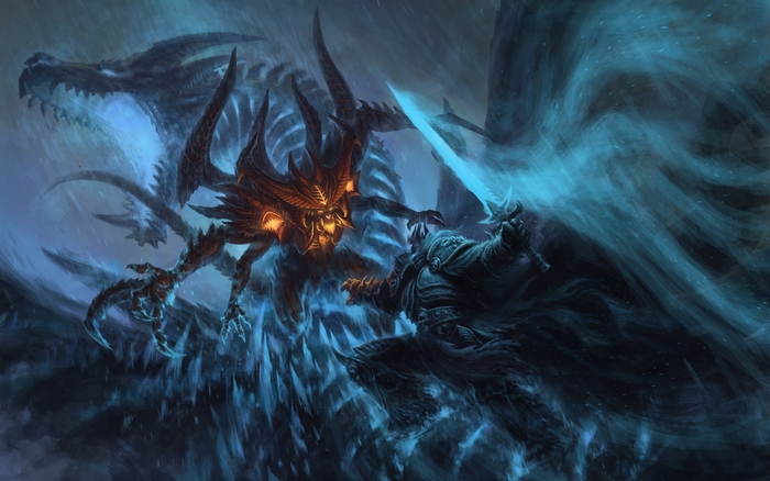 Diablo and the Lich King in battle