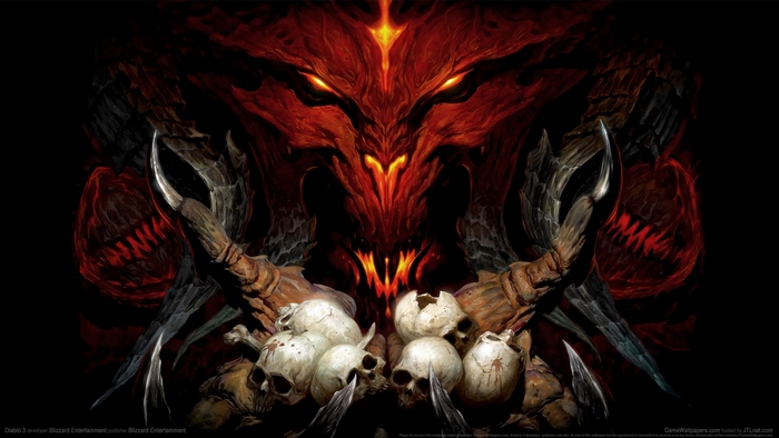 Fiery Demon with Skull and Horns Diablo