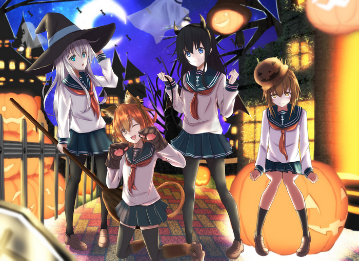 Girls in Halloween costumes from KanColle