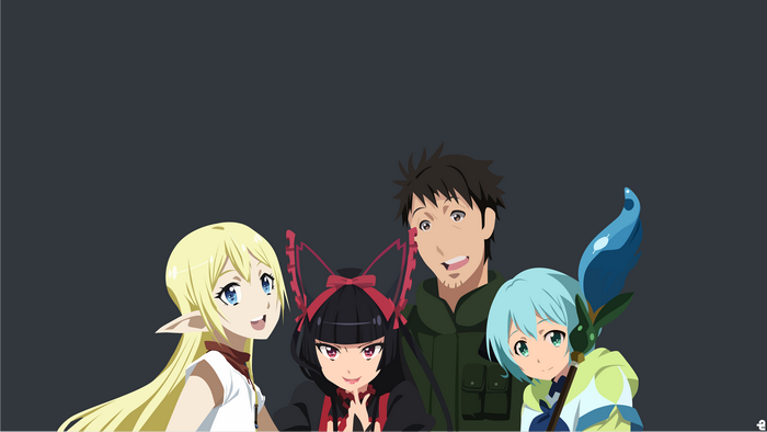 Four characters from Gate: Thus the JSDF Fought There!