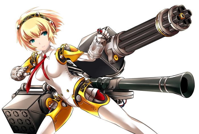 Aigis from Persona with Gatling Gun