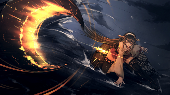 Haruna from Kancolle in the ocean