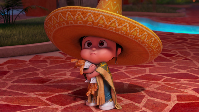 Agnes from Despicable Me wearing a sombrero