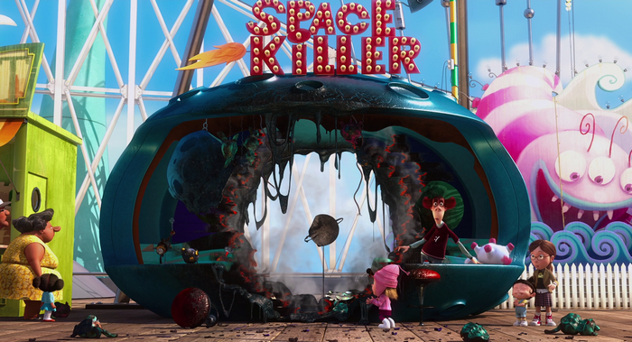Agnes from Despicable Me at Space Killer ride