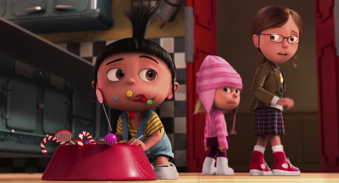 Agnes and sisters with candy